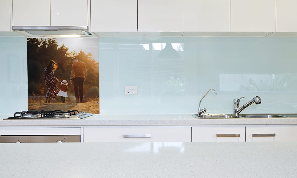 Close up kitchen splashback bench